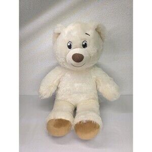 Build A Bear Off White Teddy Bear 16” Inch Tan Feet Brown Nose No Certificate